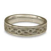 Narrow Water Lilies Wedding Ring in 18K White Gold